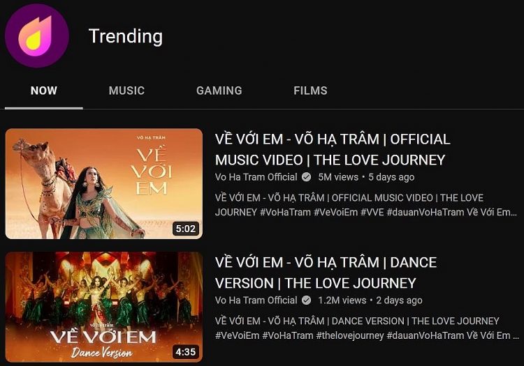 MV đạt top 1 Youtube chưa đủ, 'Về với em' của Võ Hạ Trâm chiếm luôn top 2 với video vũ đạo