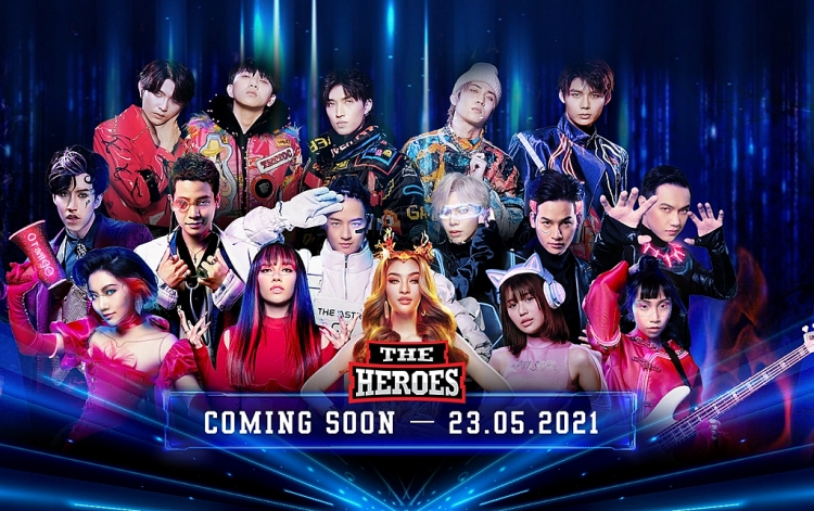 Dàn ca sĩ đình đám Vpop biến hình thành các chiến binh trong poster chính thức 'The Heroes 2021 - Thần tượng đối thần tượng 2021'