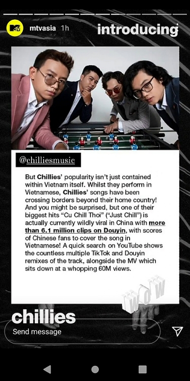 'Qua khung cửa sổ' của Chillies đạt Perfect All-kill trên các nền tảng nhạc số, xuất hiện trên MTV Asia