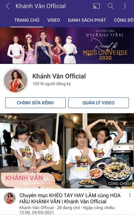 Hoa hậu Khánh Vân mừng kênh Youtube đạt nút Bạc 100.000 người theo dõi