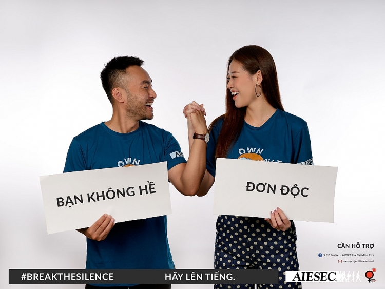 hoa hau khanh van va mc dustin phuc nguyen ket hop trong bo anh chu de break the silence