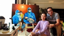 Hoa hậu Khánh Vân vẽ tranh cùng ba, tri ân 'Những trái tim dũng cảm'