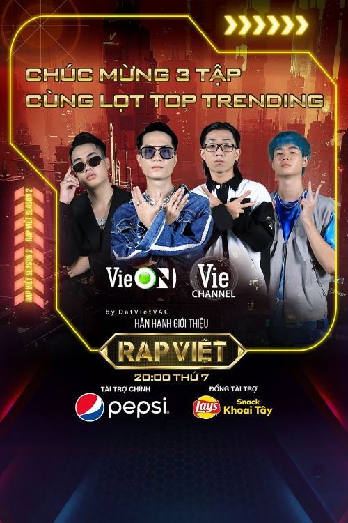 'Rap Việt' tập 3 đạt top 1 Trending Youtube với gần 5 triệu view sau 12 tiếng
