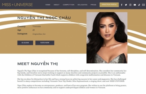 Hình ảnh profile của Hoa hậu Ngọc Châu chính thức xuất hiện trên trang chủ 'Miss Universe'