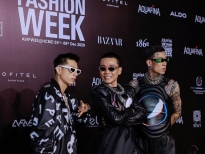 Rapper Wowy, Suboi và Karik 'tung hoành' thảm đỏ 'Aquafina Vietnam International Fashion Week 2020'