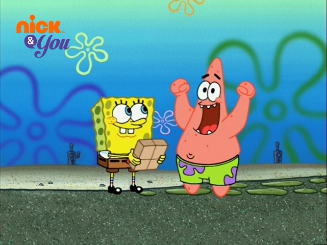 a Waiting Spongebob and Patrick