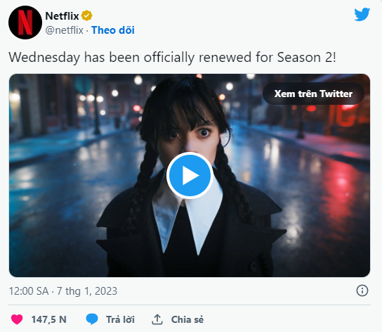 Liên tục phá vỡ kỷ lục, ‘Wednesday’ được Netflix xác nhận làm 'gấp' phần 2