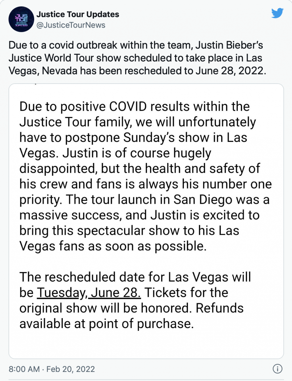 Justin Bieber bất ngờ dương tính với Covid-19, huỷ show ở Las Vegas