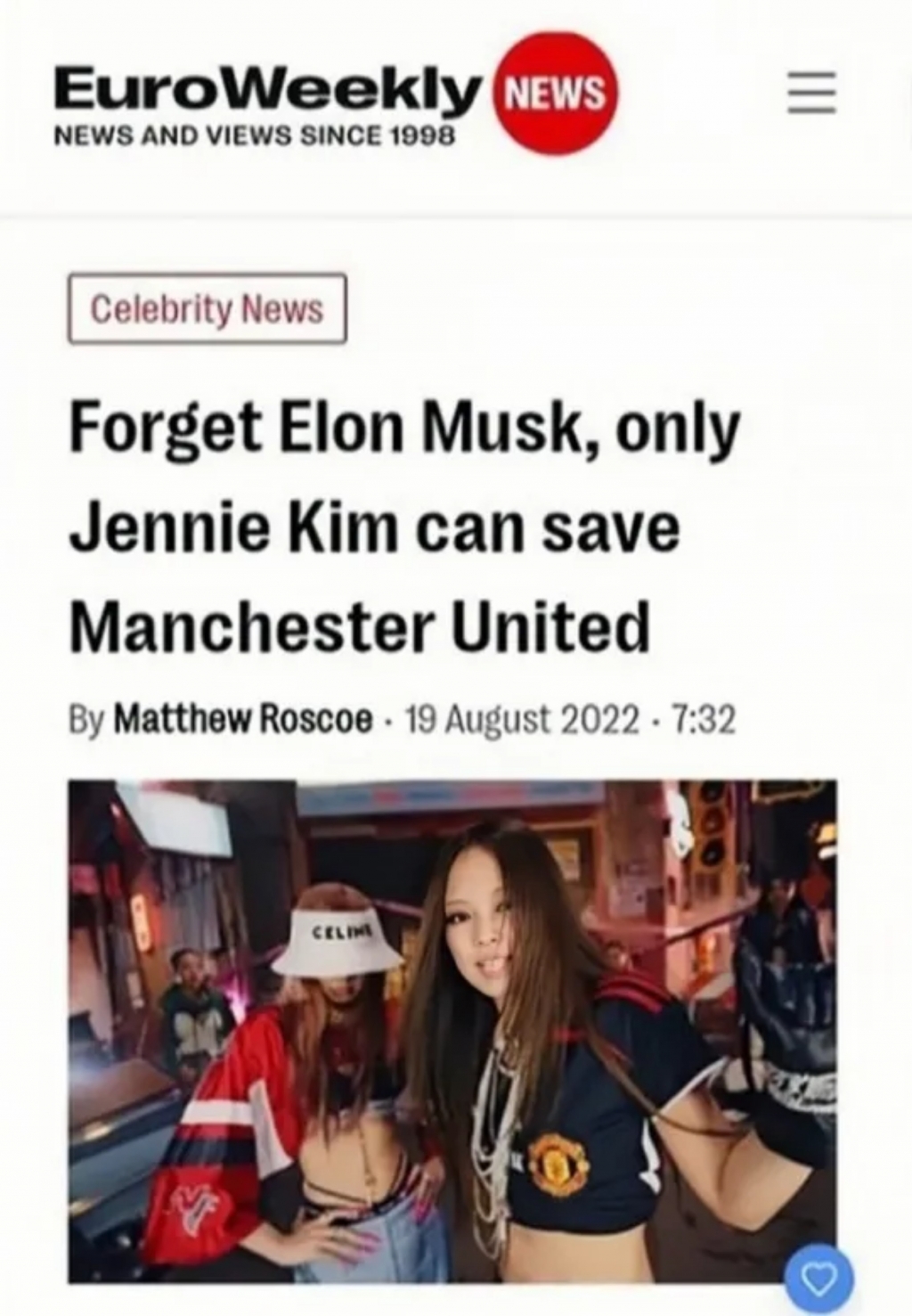 Sức ảnh hưởng ‘khủng’ của Jennie (BlackPink): 'Cứu' được Manchester United?