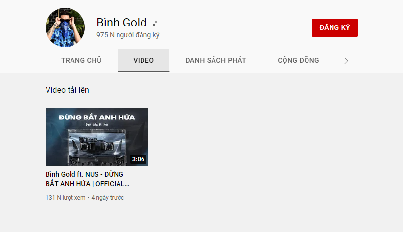 Loạt MV của rapper Bình Gold 'biến mất' trên nền tảng Youtube